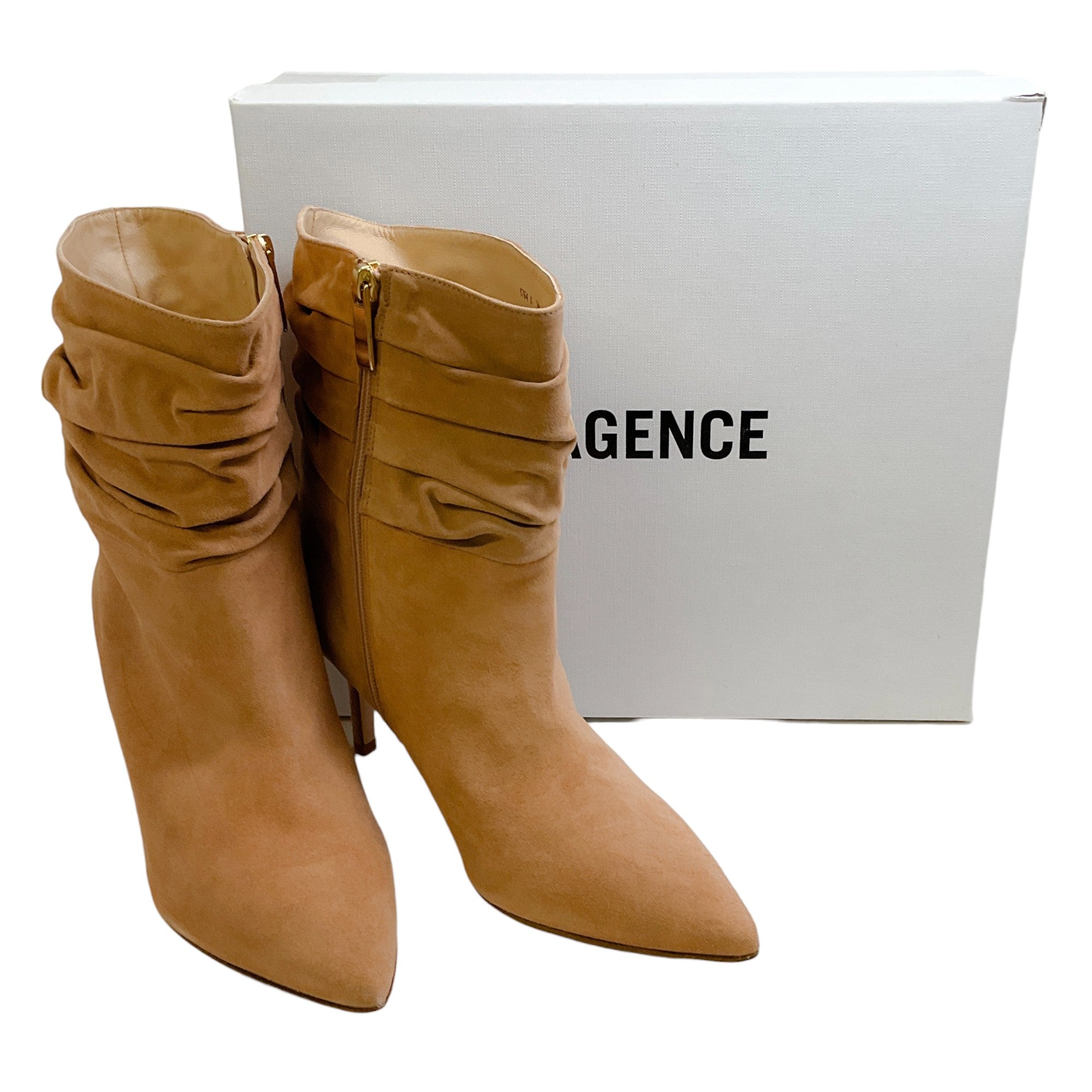 L'Agence Beige Suede Florine Slouch Booties