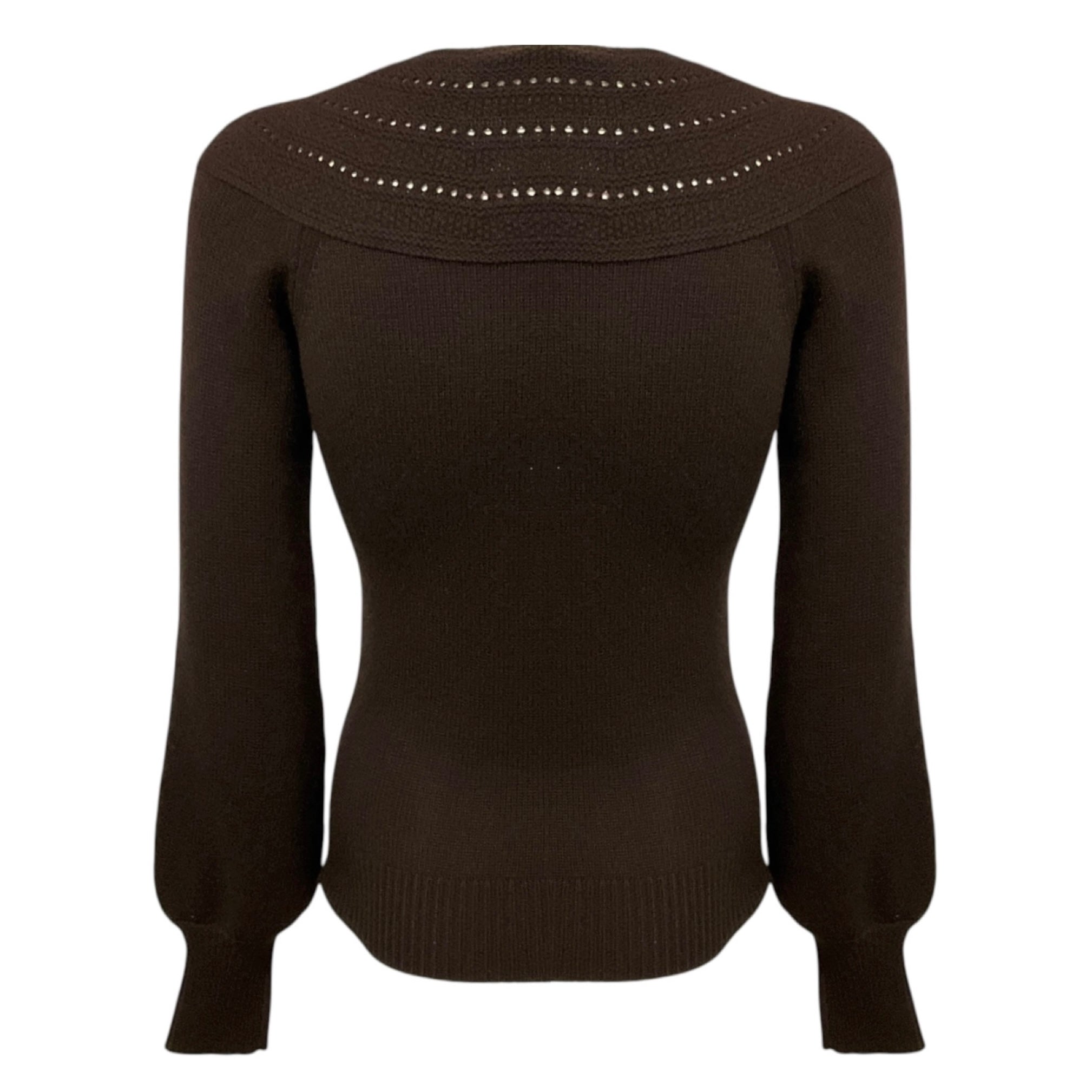 Gucci Brown Embellished Wool Knit Sweater with Tassel Detail