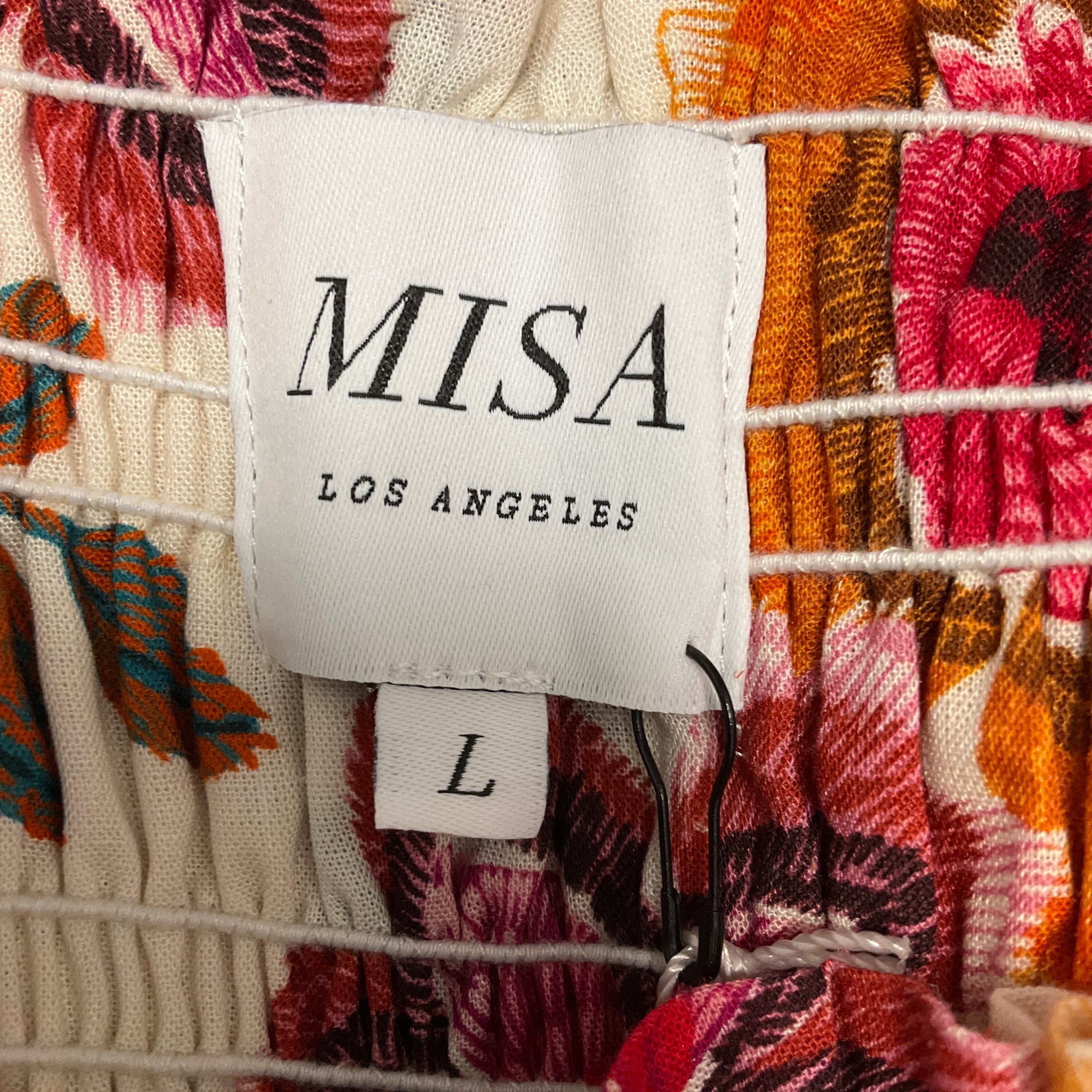 MISA Los Angeles Ivory / Pink / Orange Multi Floral Printed Midi Dress