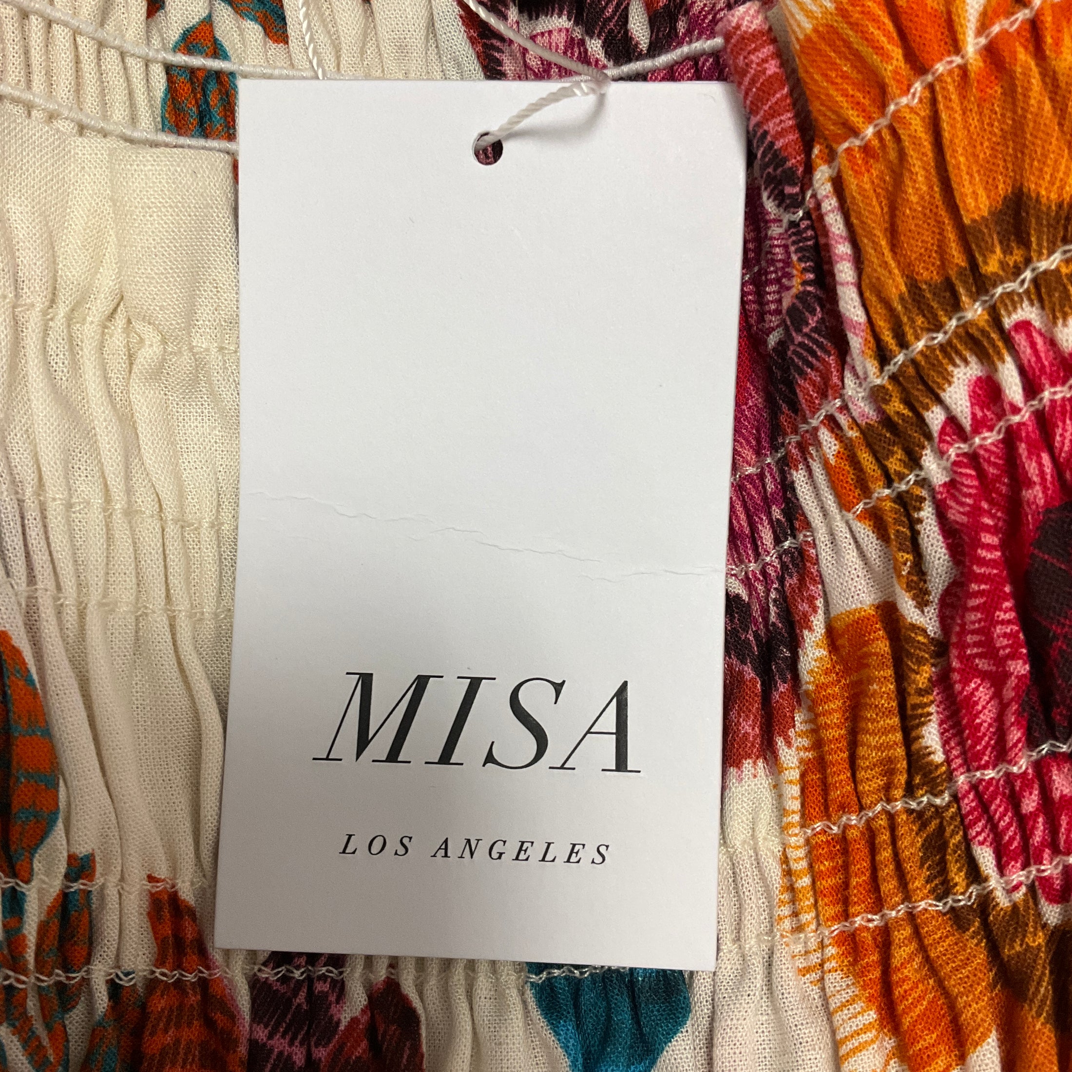 MISA Los Angeles Ivory / Pink / Orange Multi Floral Printed Midi Dress