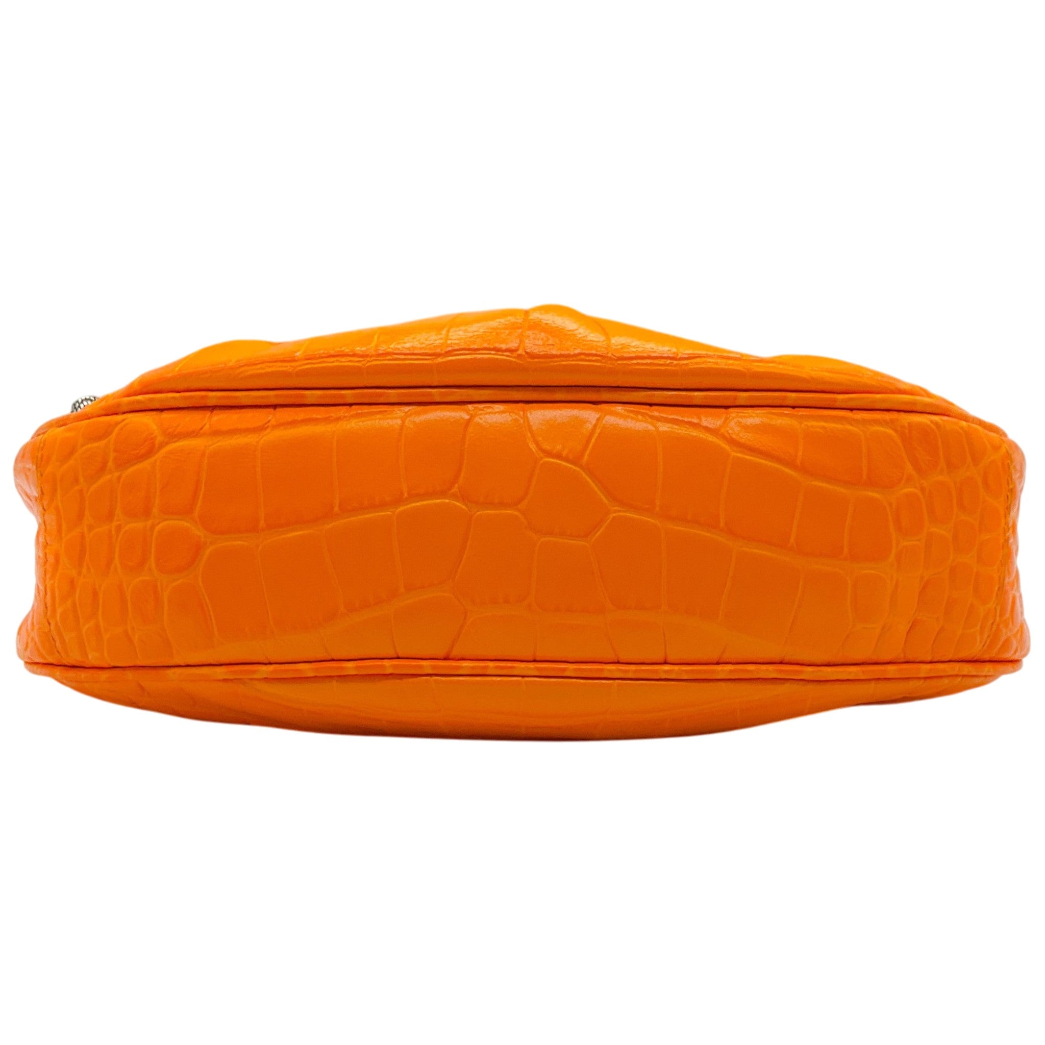 Balenciaga Orange Croc Embossed Leather Le Cagole XS Shoulder Bag