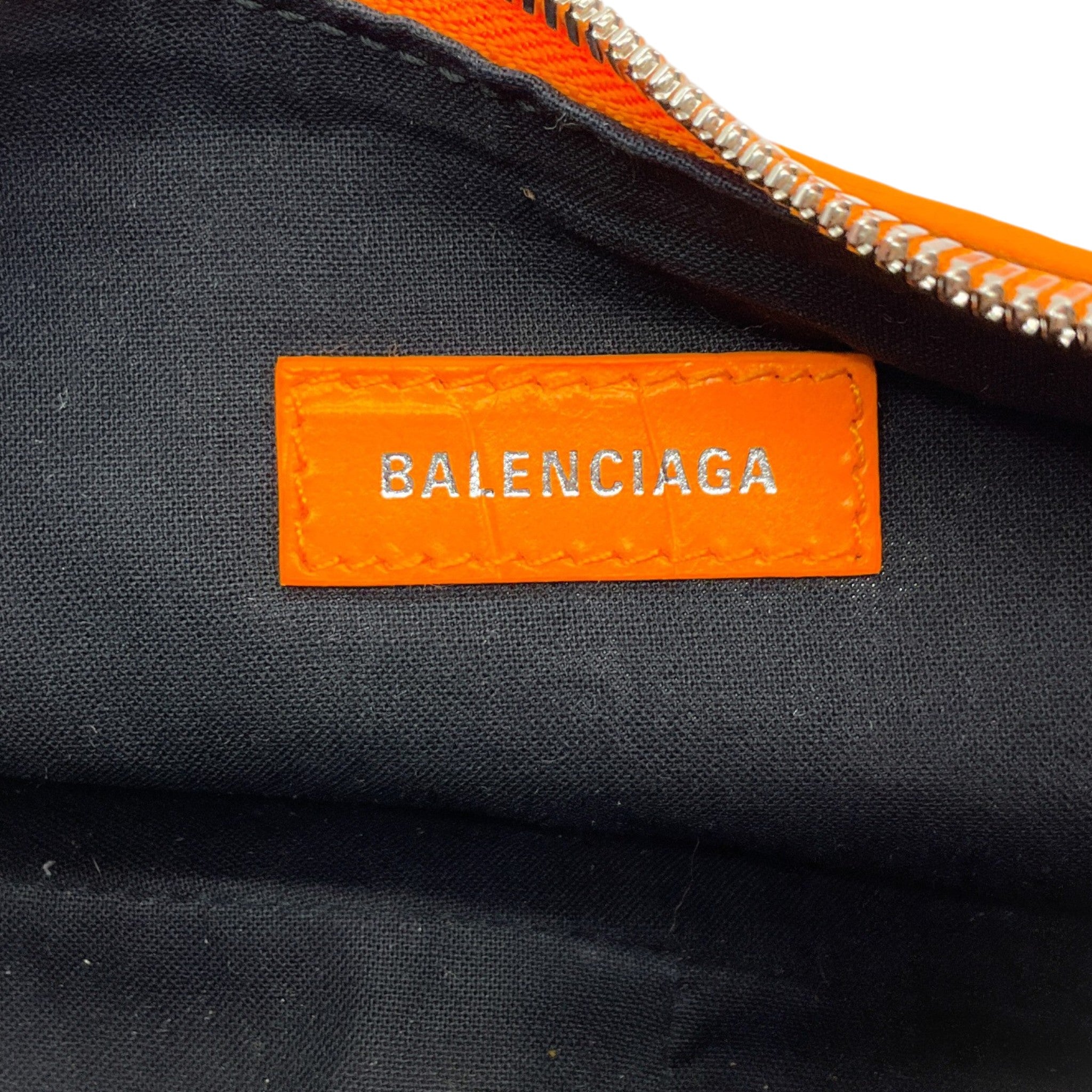 Balenciaga Orange Croc Embossed Leather Le Cagole XS Shoulder Bag