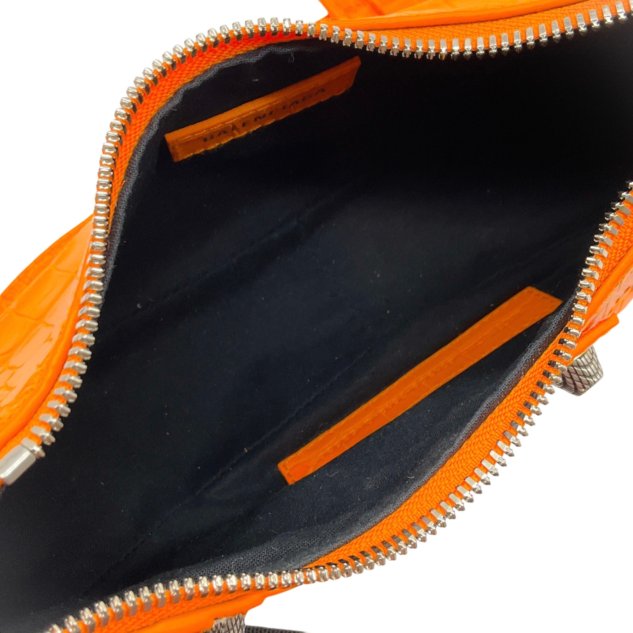 Balenciaga Orange Croc Embossed Leather Le Cagole XS Shoulder Bag