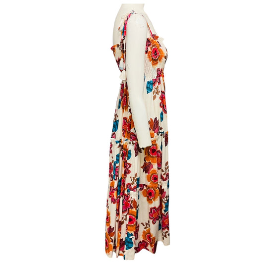 MISA Los Angeles Ivory / Pink / Orange Multi Floral Printed Midi Dress