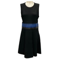 Load image into Gallery viewer, Proenza Schouler Black / Blue Snakeskin Trimmed Sleeveless Viscose Knit Dress
