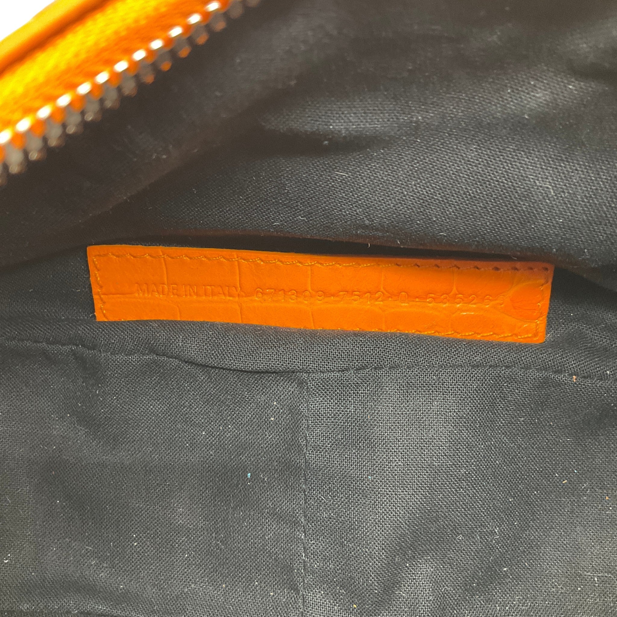 Balenciaga Orange Croc Embossed Leather Le Cagole XS Shoulder Bag