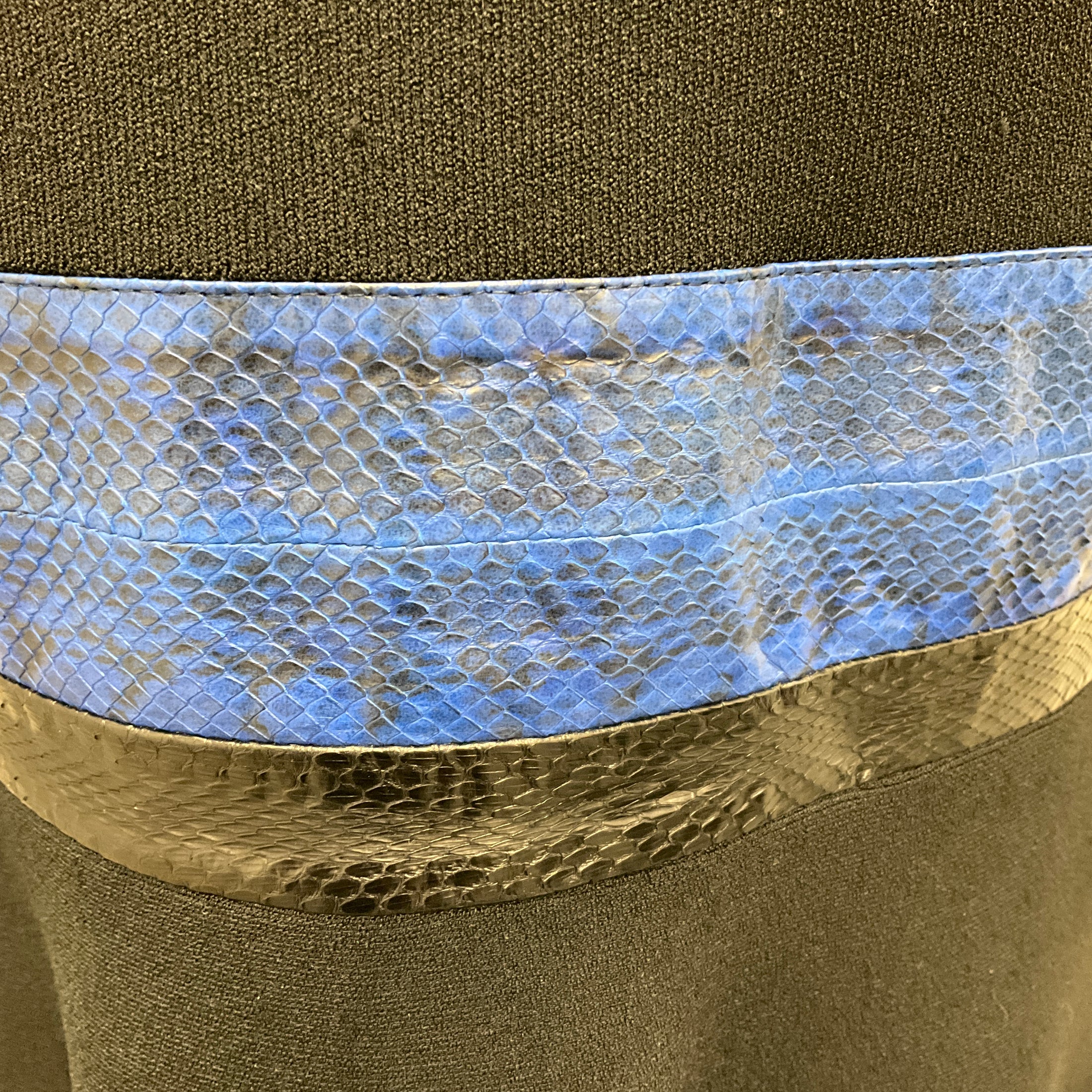 Proenza Schouler Black / Blue Snakeskin Trimmed Sleeveless Viscose Knit Dress