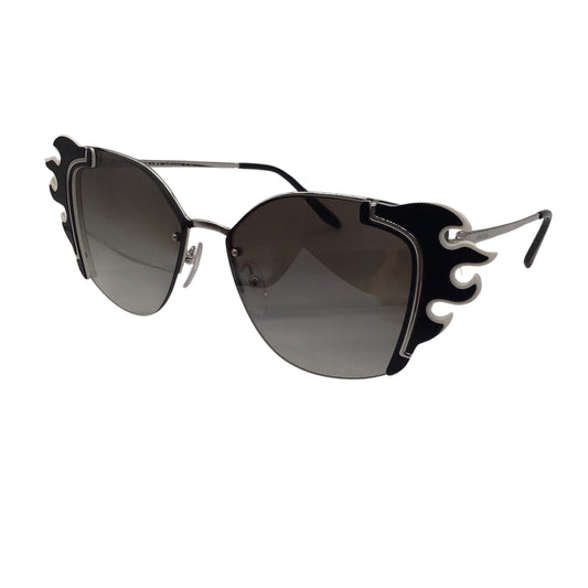 Prada Black / White / Silver 2018 Flame Cat-Eye Sunglasses