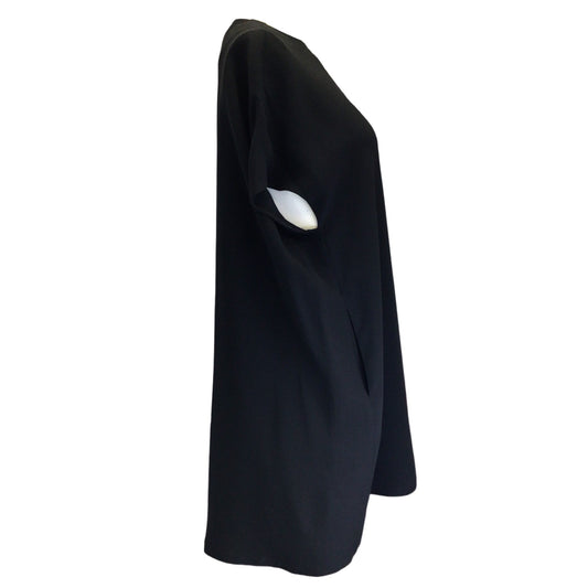 Lisa Perry Black Cap Sleeved Silk Crepe Mini Dress