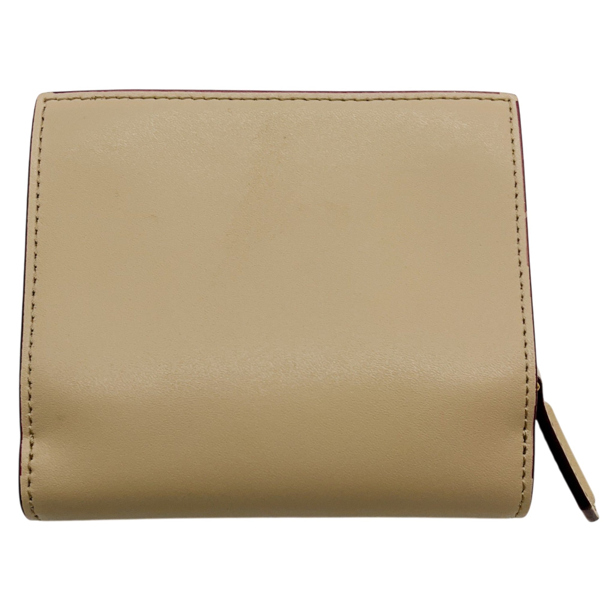 Fendi Beige Leather Bi Fold Wallet with Single Stud