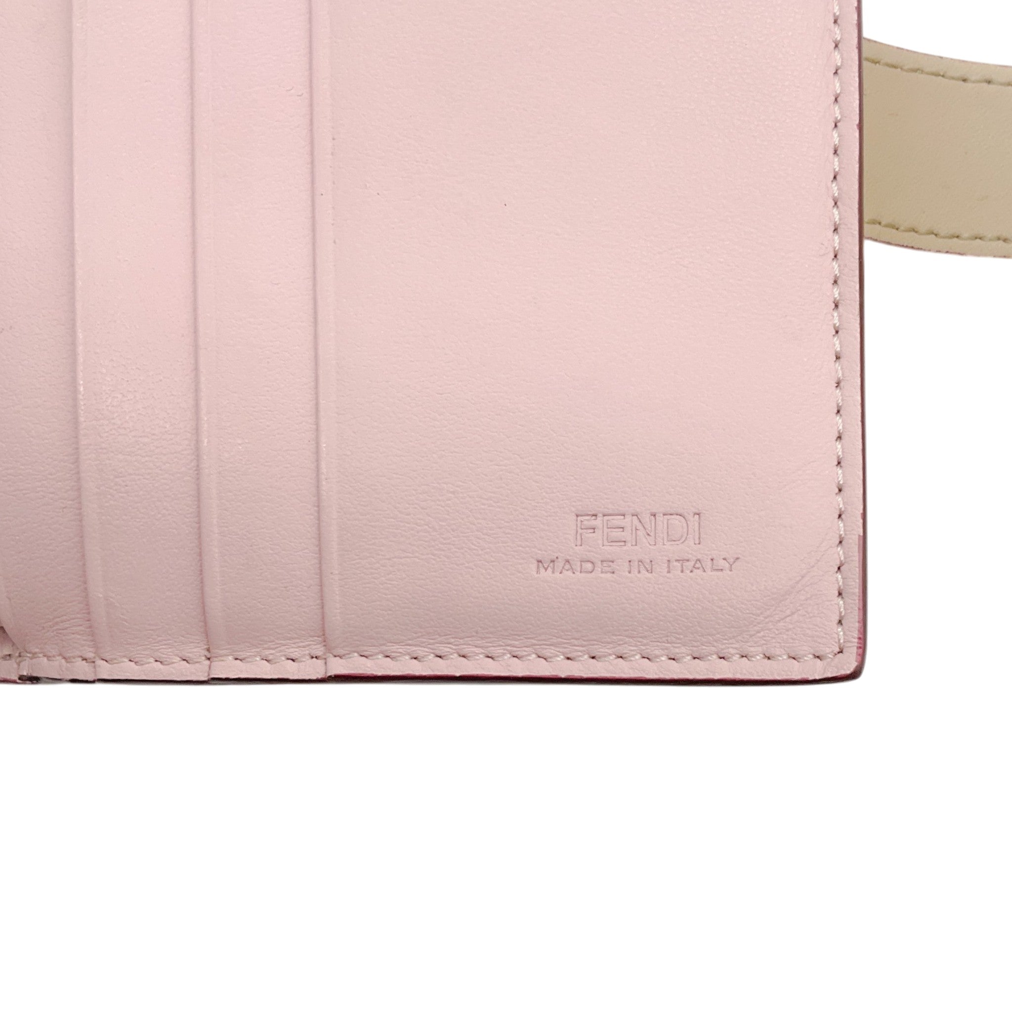 Fendi Beige Leather Bi Fold Wallet with Single Stud