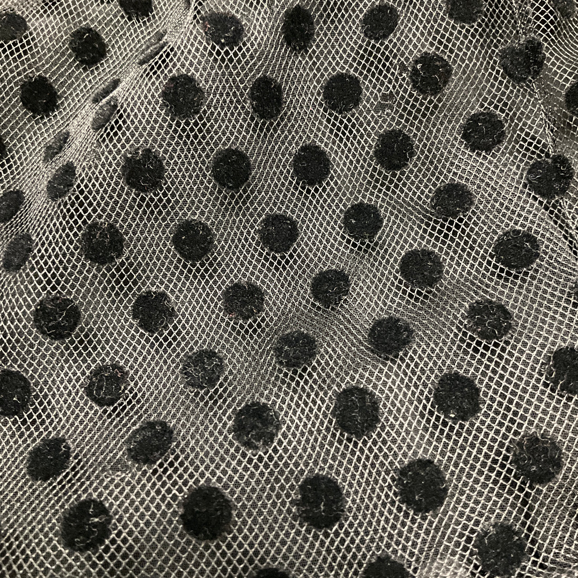 Akris Punto Black Mesh Tulle and Velvet Dot Sleeveless Maxi Dress