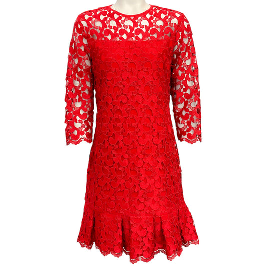 Anne Fontaine Red Lace Flounce Dress
