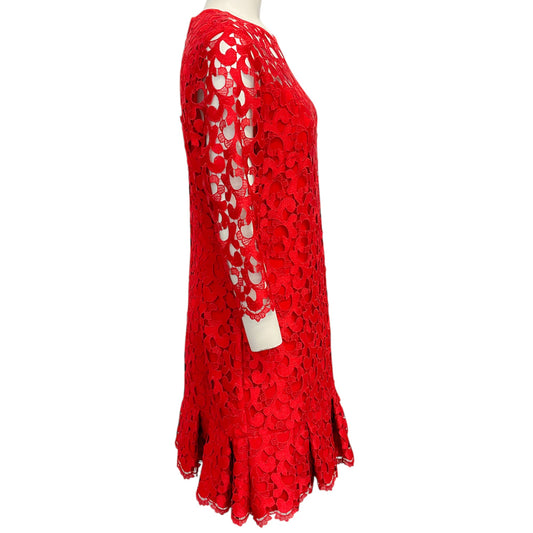 Anne Fontaine Red Lace Flounce Dress