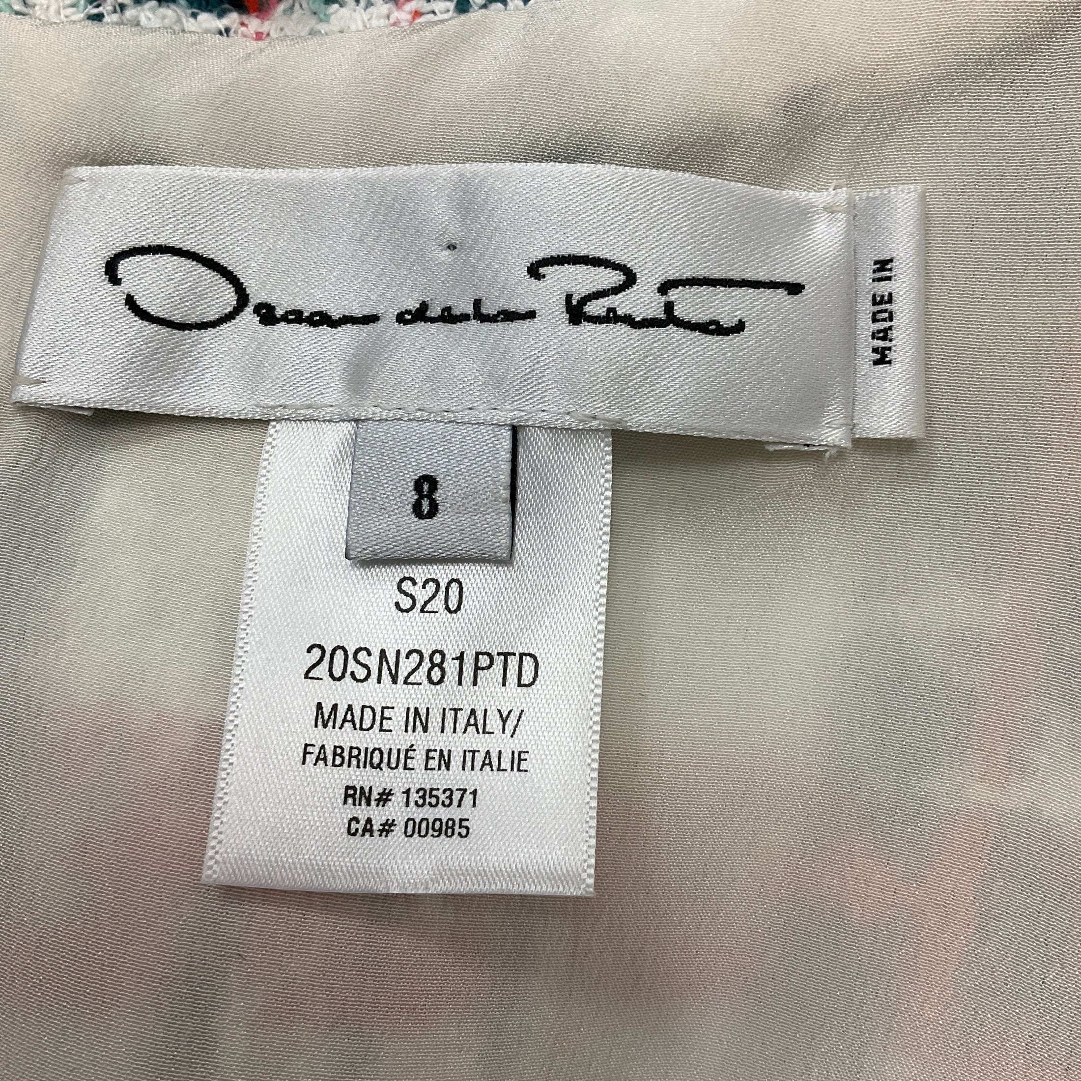 Oscar de la Renta Peacock Multi 2020 Robe de Jour Tweed Day Dress