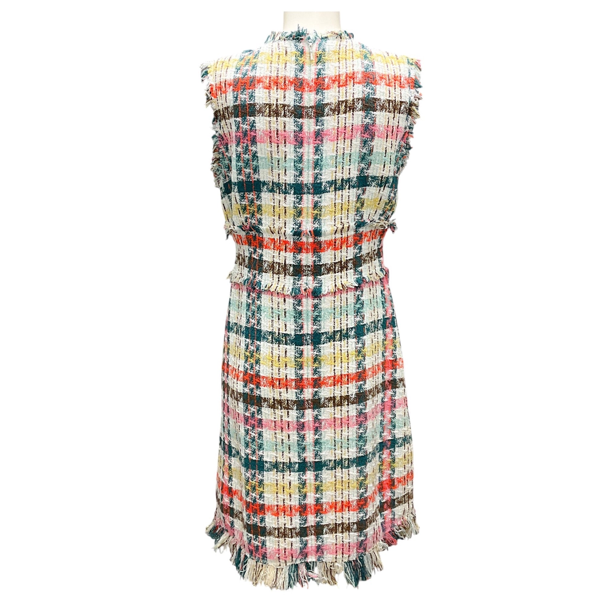 Oscar de la Renta Peacock Multi 2020 Robe de Jour Tweed Day Dress