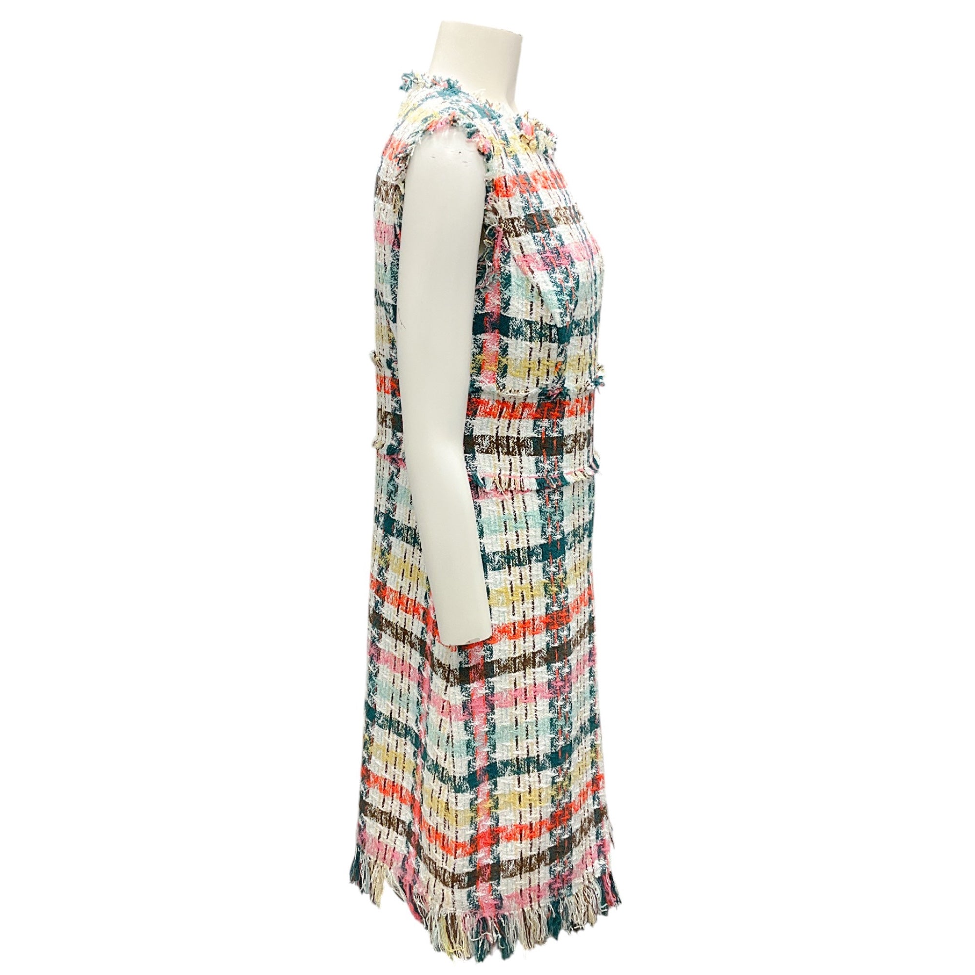 Oscar de la Renta Peacock Multi 2020 Robe de Jour Tweed Day Dress