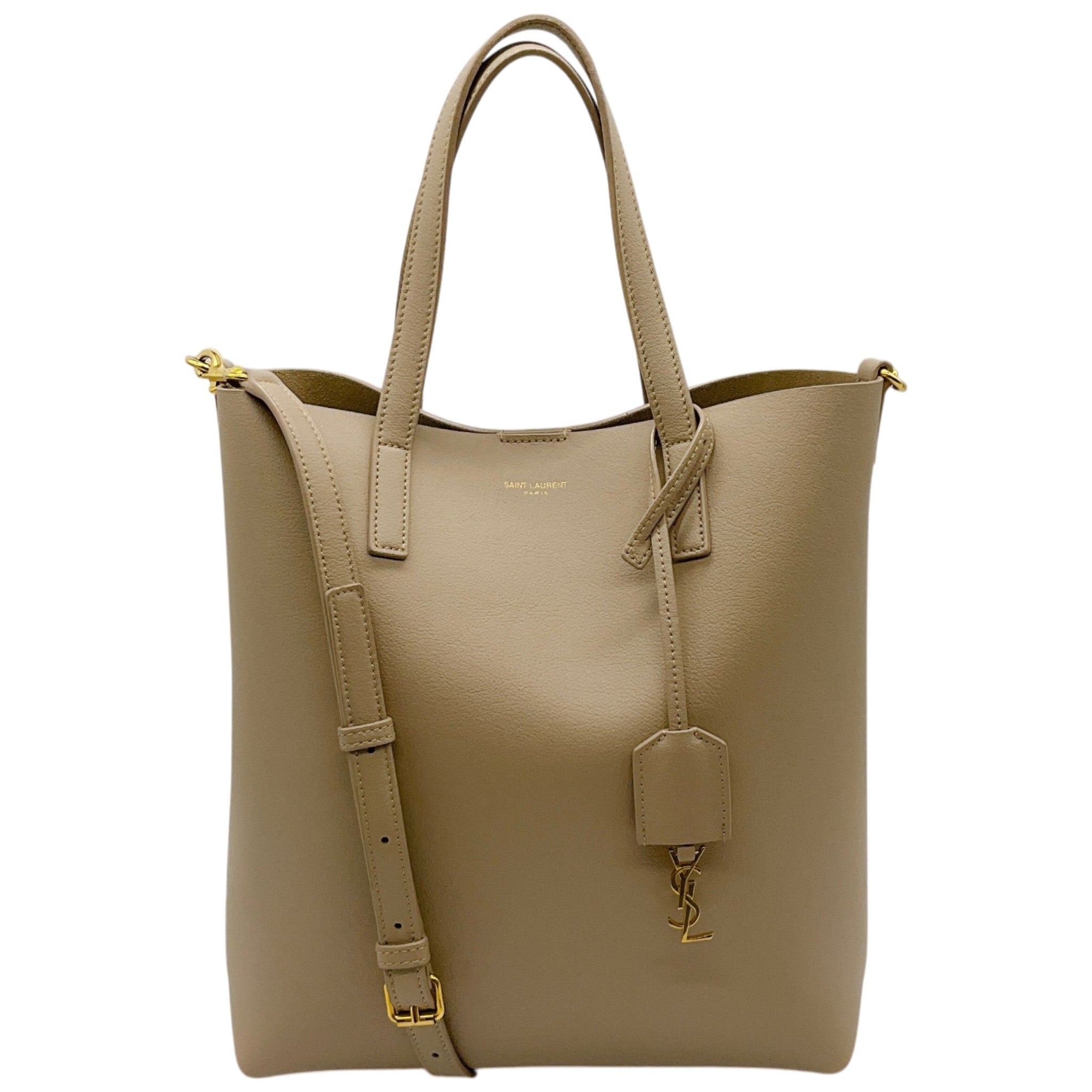 Saint Laurent Beige Leather Toy Shopping Tote

