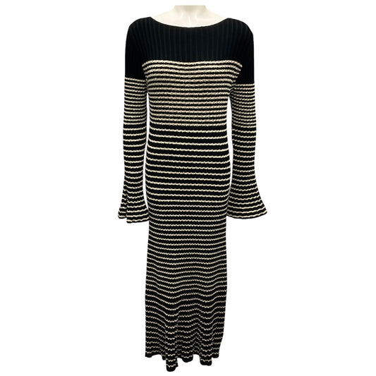 Proenza Schouler Black / Ivory Striped Ribbed Knit Dress