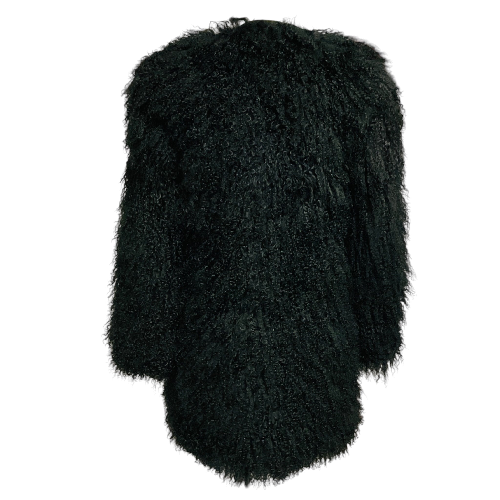 Retrofete Black Mongolian Lamb Fur Coat