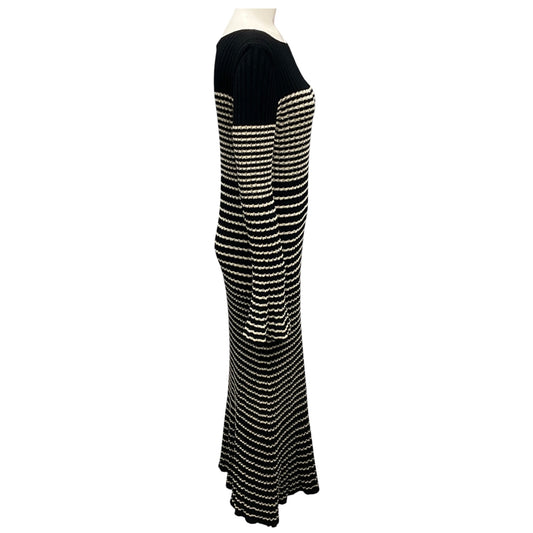 Proenza Schouler Black / Ivory Striped Ribbed Knit Dress
