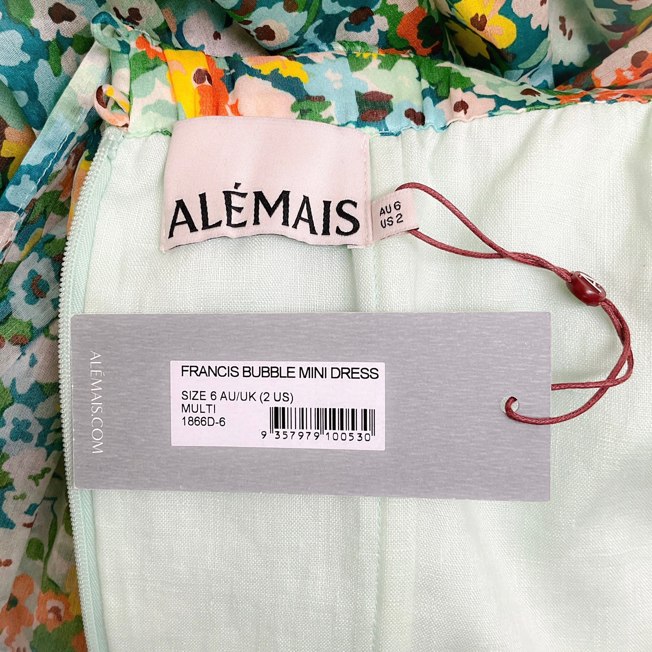 Alemais Green Multi Francis Bubble Mini Dress