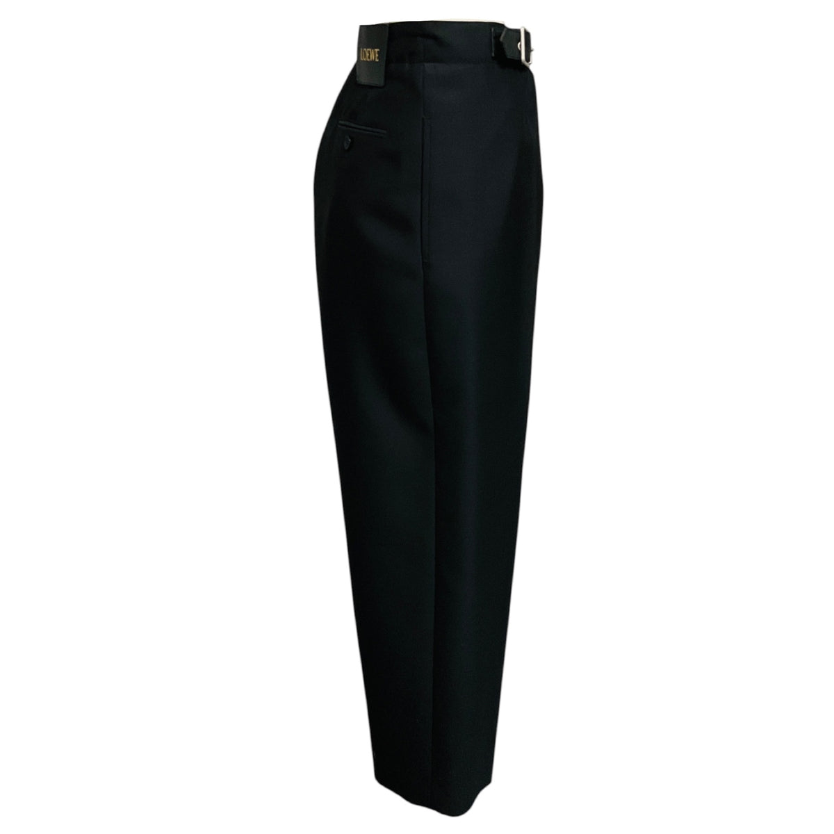 Loewe Black Belted Wool and Silk Wide Leg Trousers