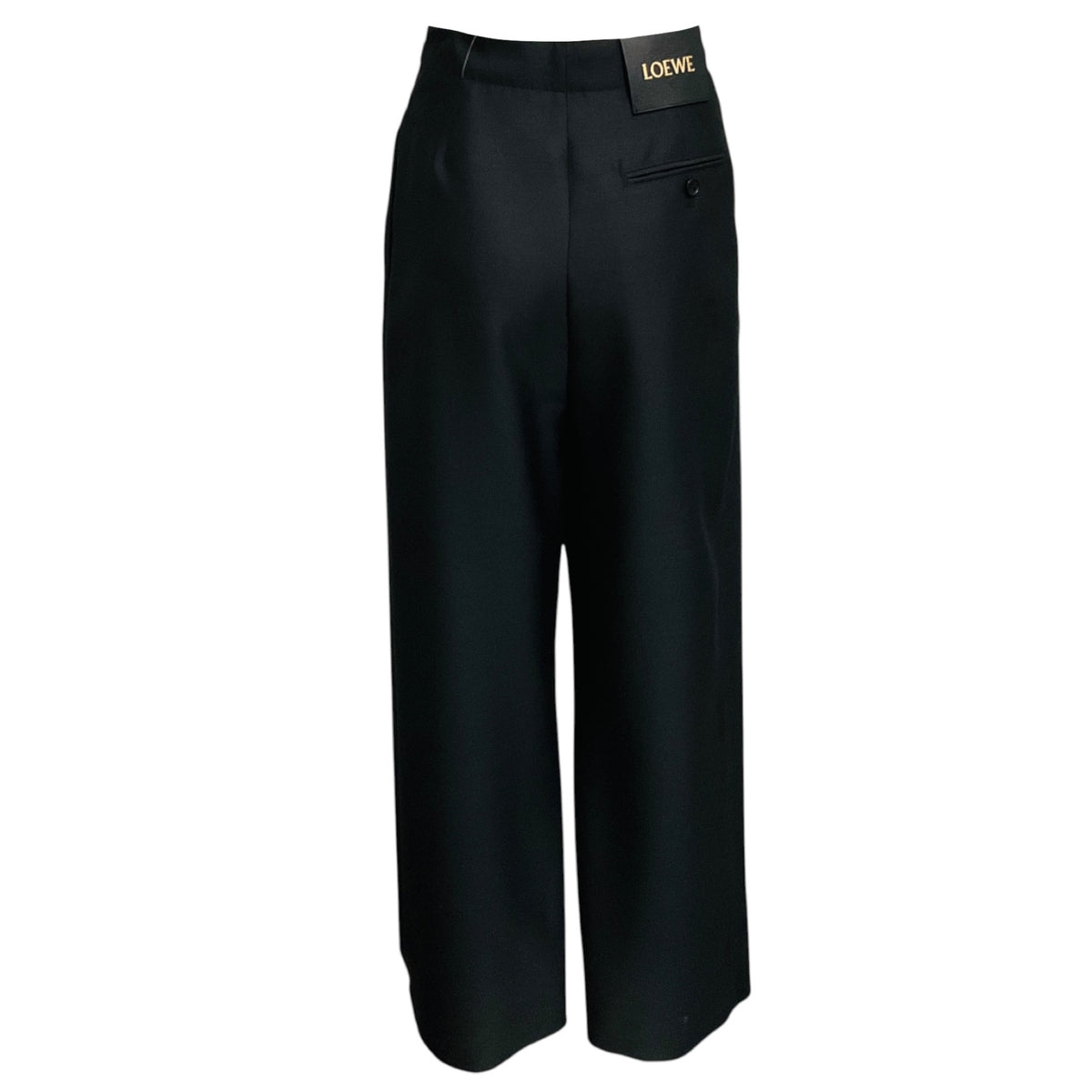 Loewe Black Belted Wool and Silk Wide Leg Trousers