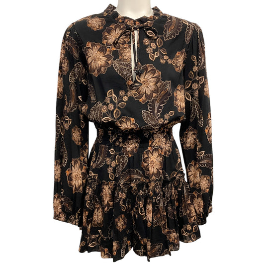 MISA Los Angeles Black / Tan Colombe d'or Flora Lorena Mini Dress
