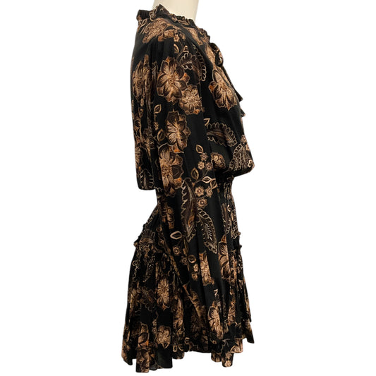 MISA Los Angeles Black / Tan Colombe d'or Flora Lorena Mini Dress