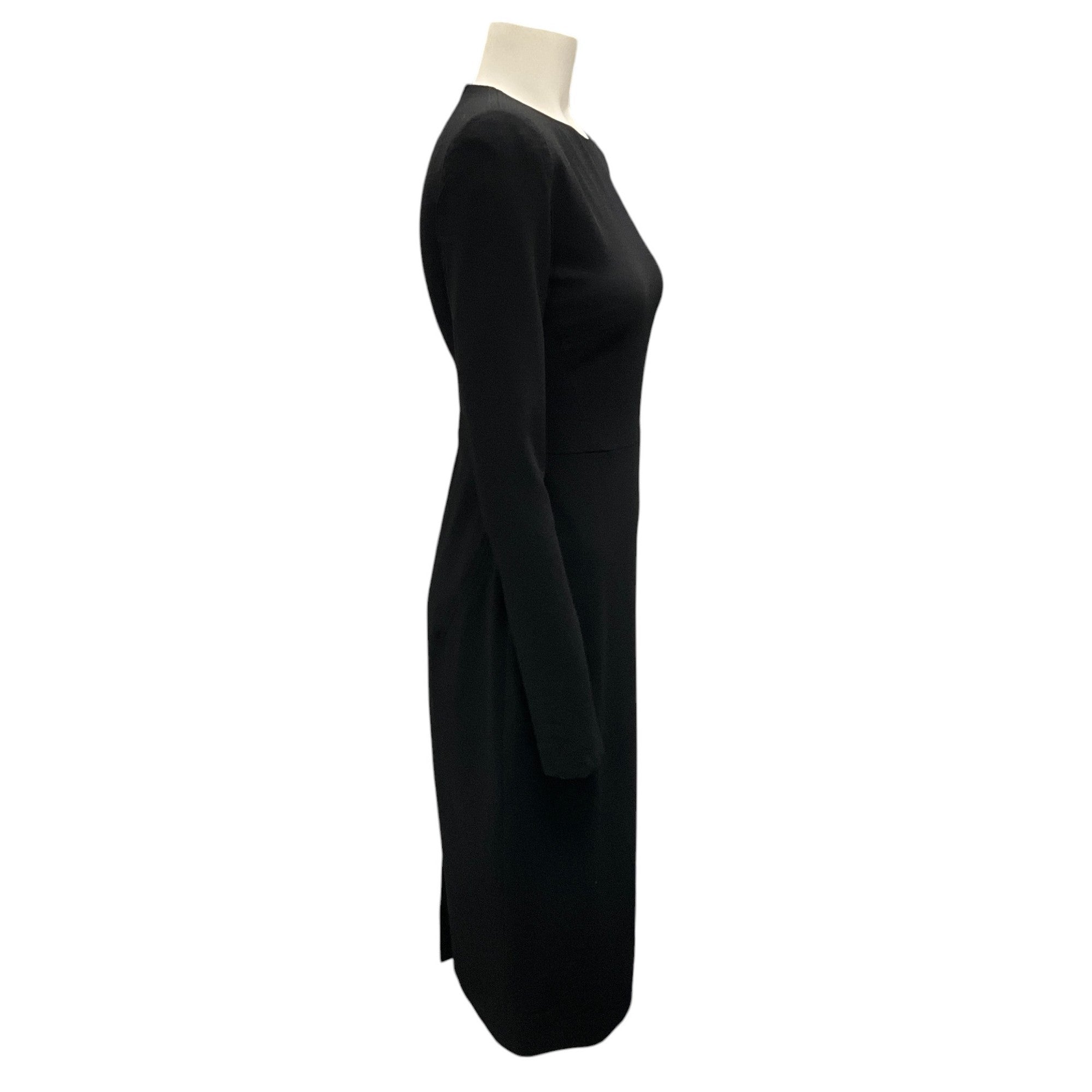 Victoria Beckham Black Long Sleeved Stretch Wool Crepe Midi Dress