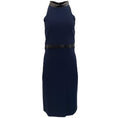 Load image into Gallery viewer, Gucci Navy Crepe Sleeveless Dress with Leather Trim
