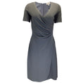 Load image into Gallery viewer, Armani Collezioni Charcoal Grey Short Sleeved V-Neck Stretch Knit Midi Dress
