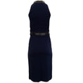 Load image into Gallery viewer, Gucci Navy Crepe Sleeveless Dress with Black Leather Trim
