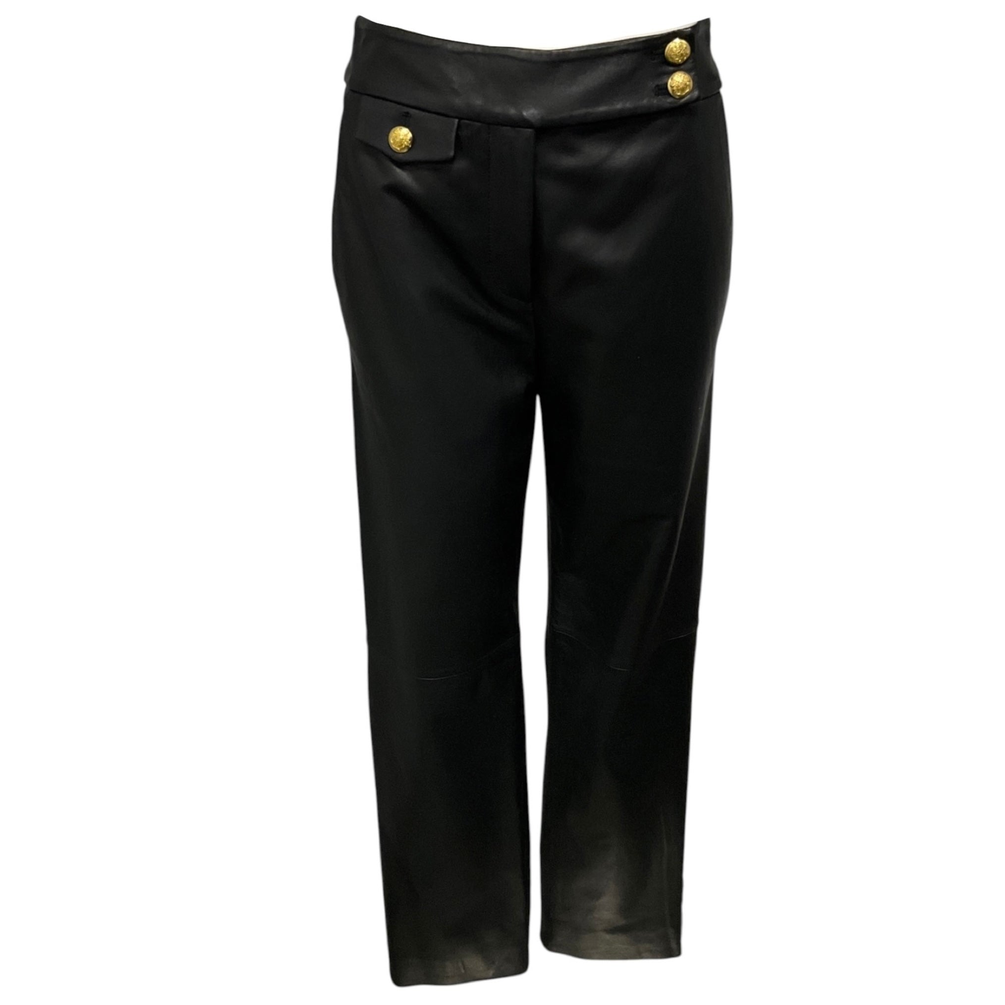 Veronica Beard Black Lamb Leather Renzo Pant