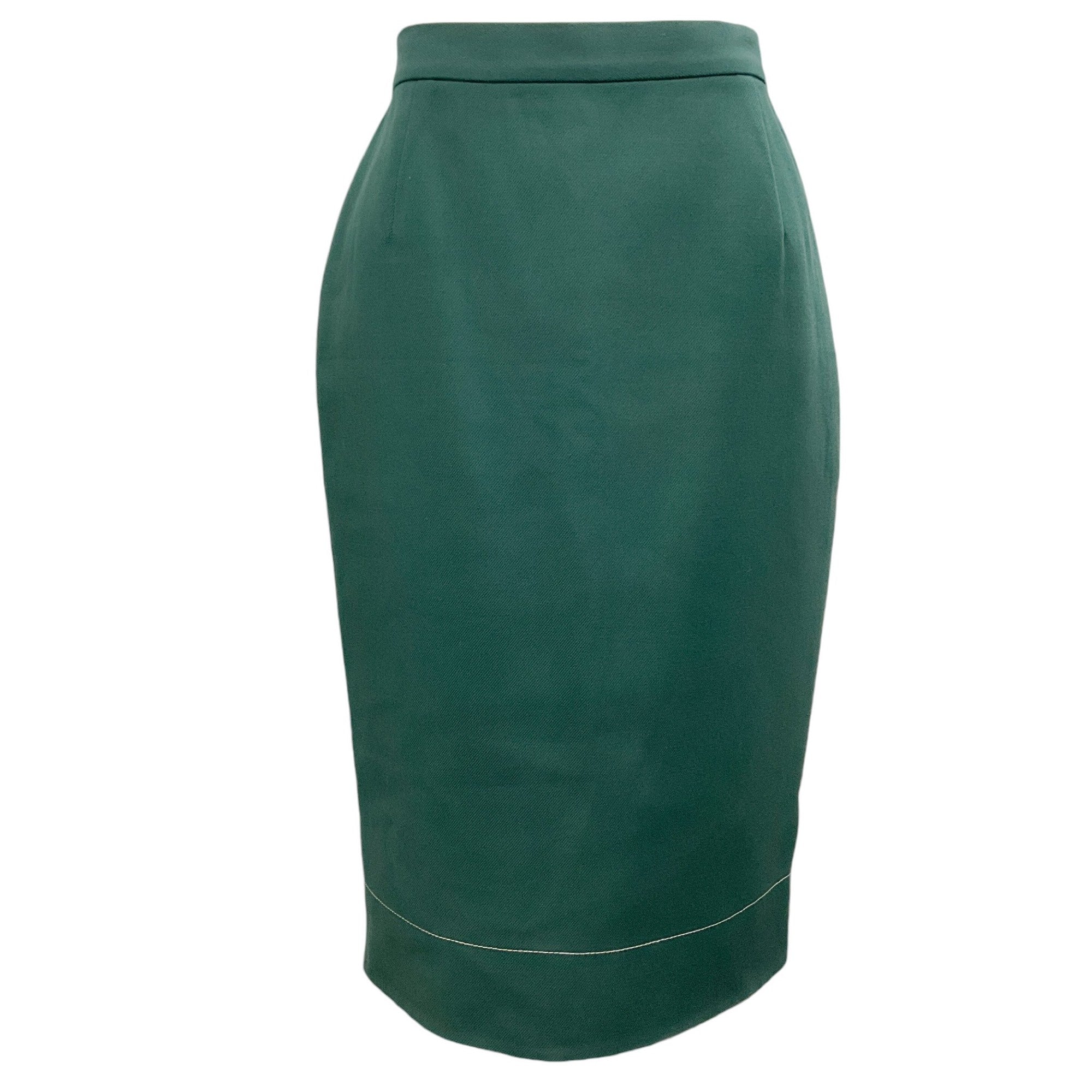 Prada Green Cotton Twill Pencil Skirt