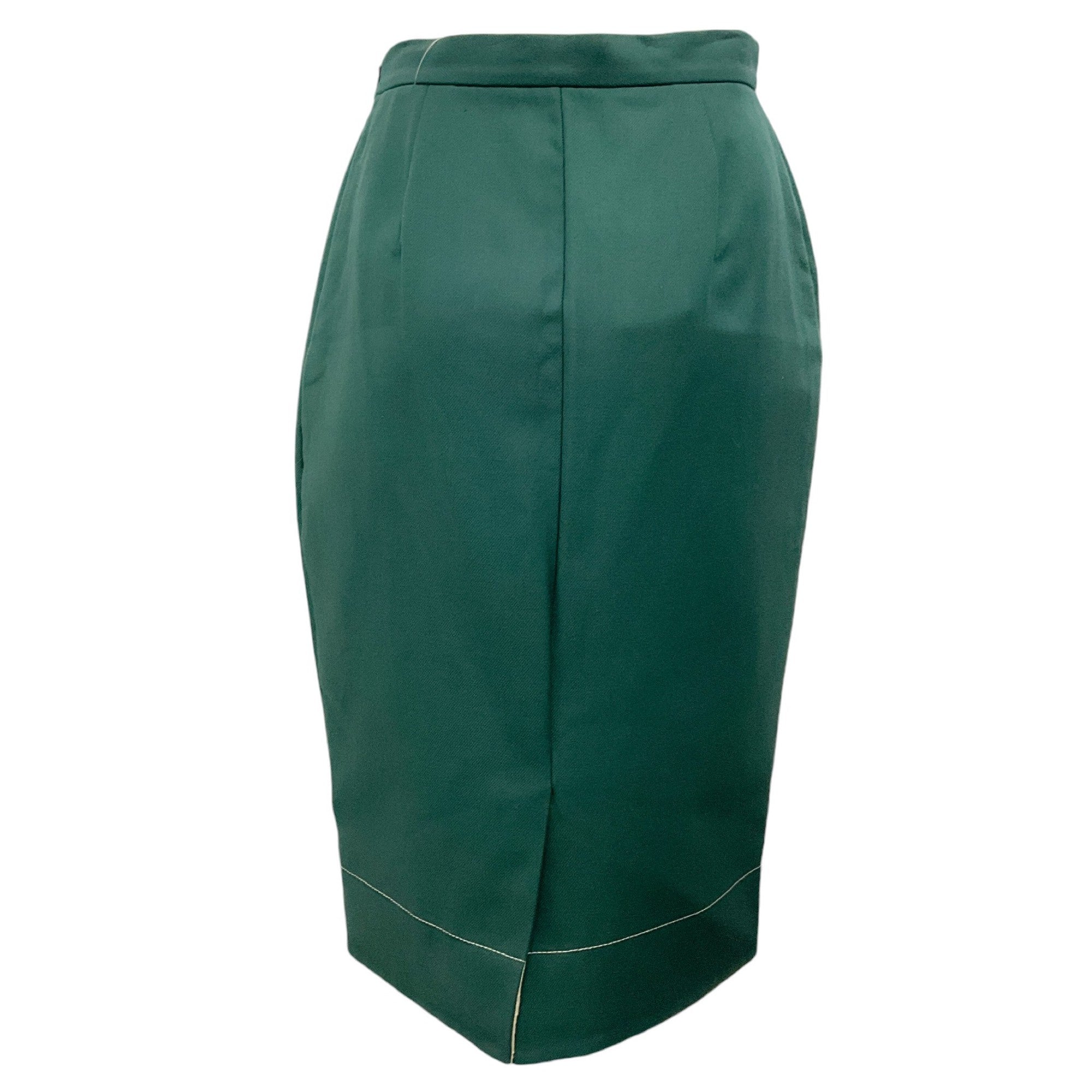 Prada Green Cotton Twill Pencil Skirt