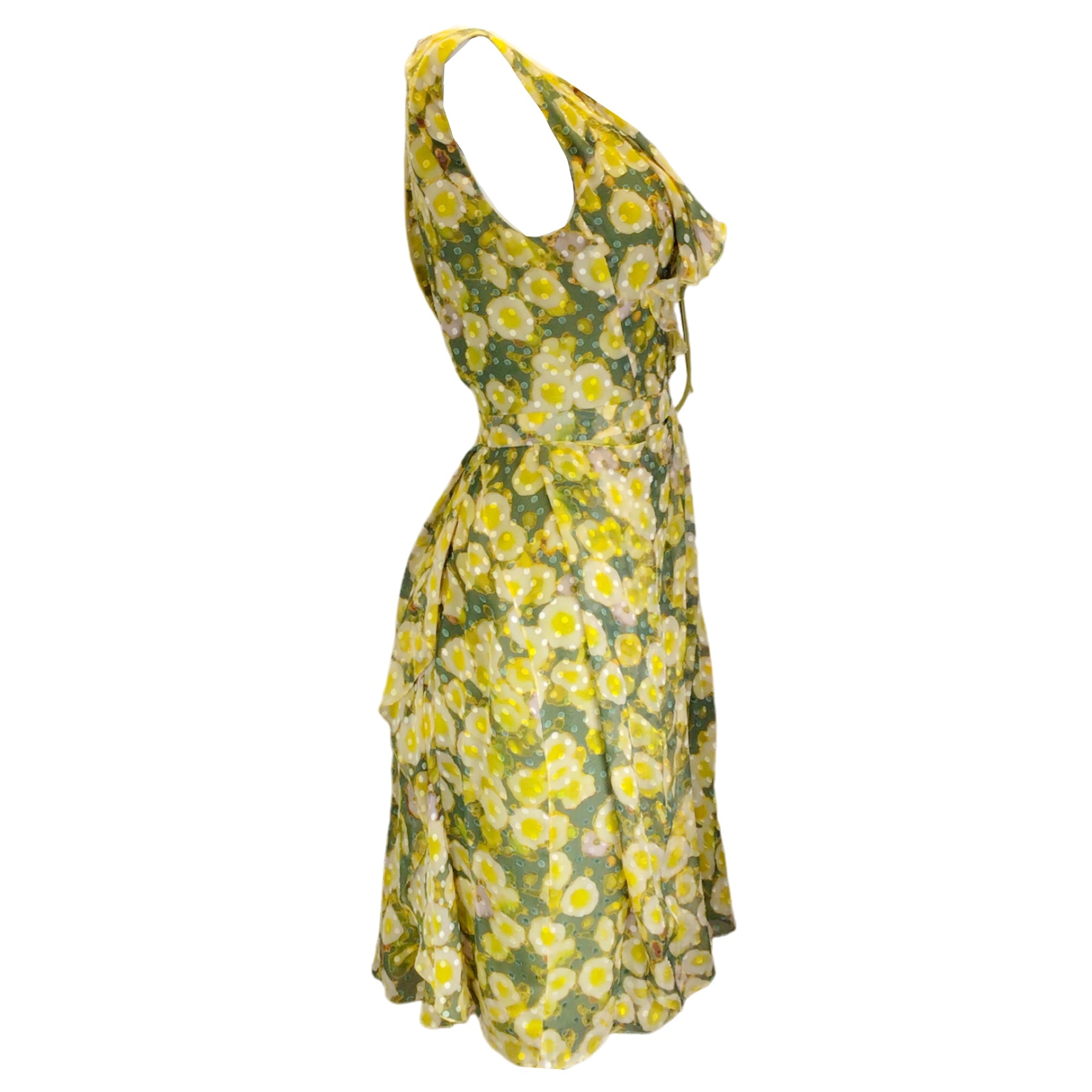 Jason Wu Green Multi Printed Sleeveless Silk Dress