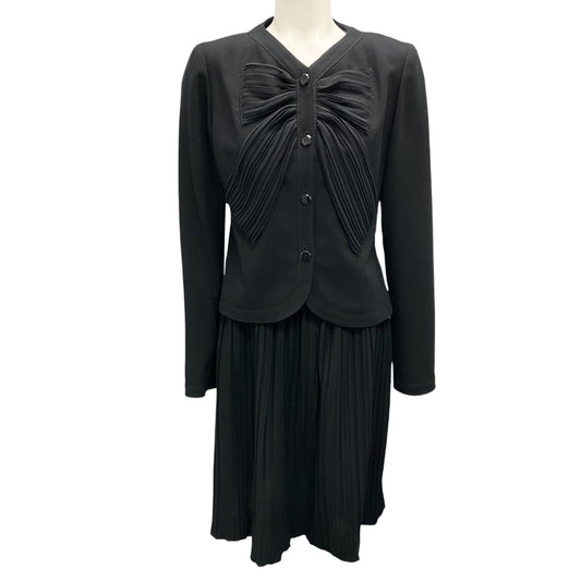 Valentino Black Wool Crepe Jacket and Skirt Two-Piece Set