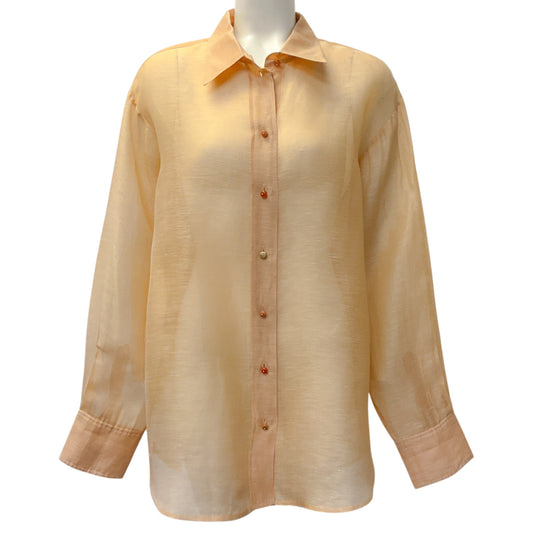 Zimmermann Light Rust Linen Silk Button Front Shirt
