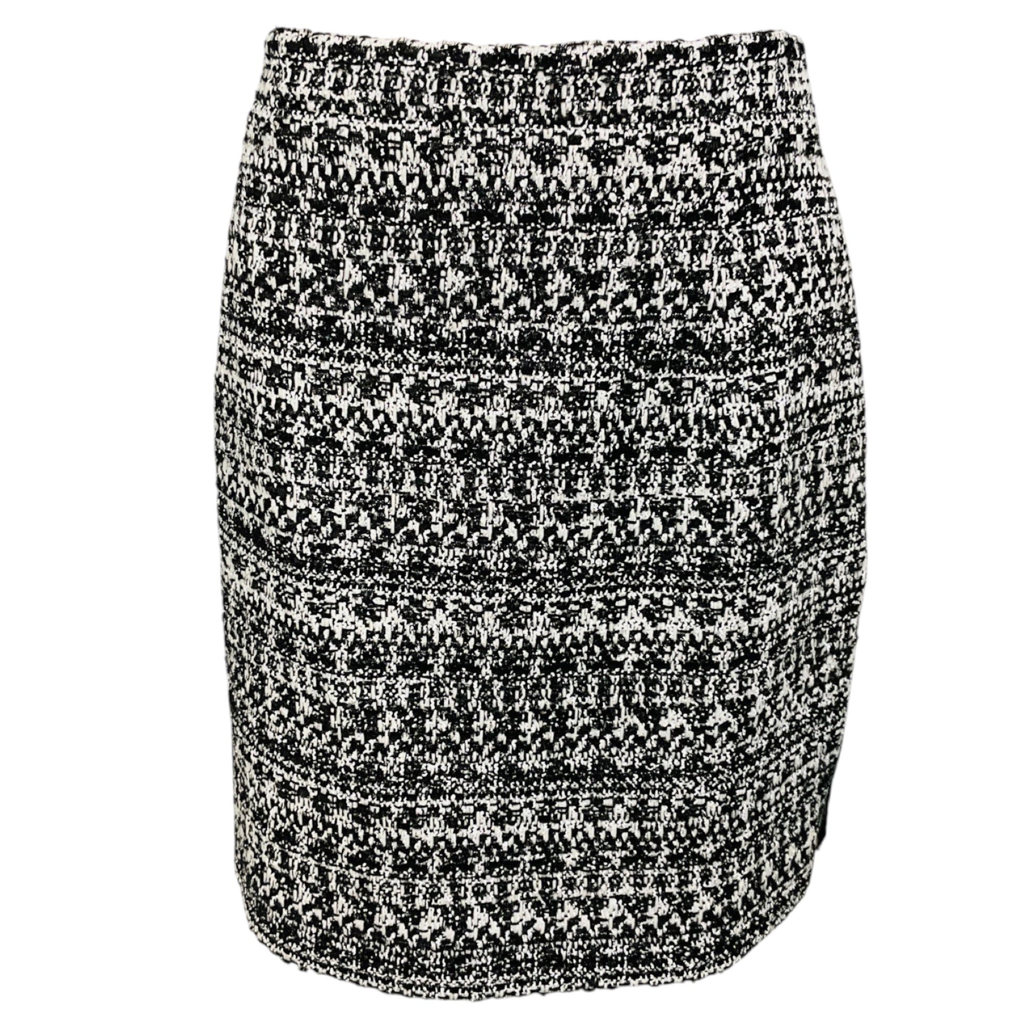 Alessandra Rich Black / White Sequin Tweed Mini Skirt