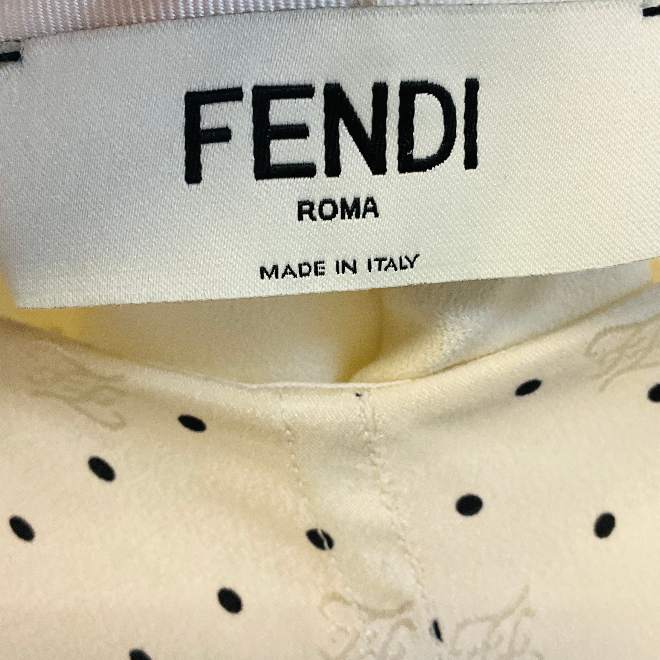 Fendi Ivory / Black Dot Print Silk Maxi Skirt