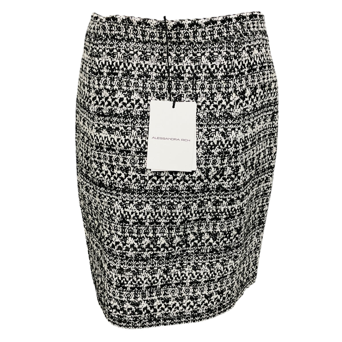 Alessandra Rich Black / White Sequin Tweed Mini Skirt