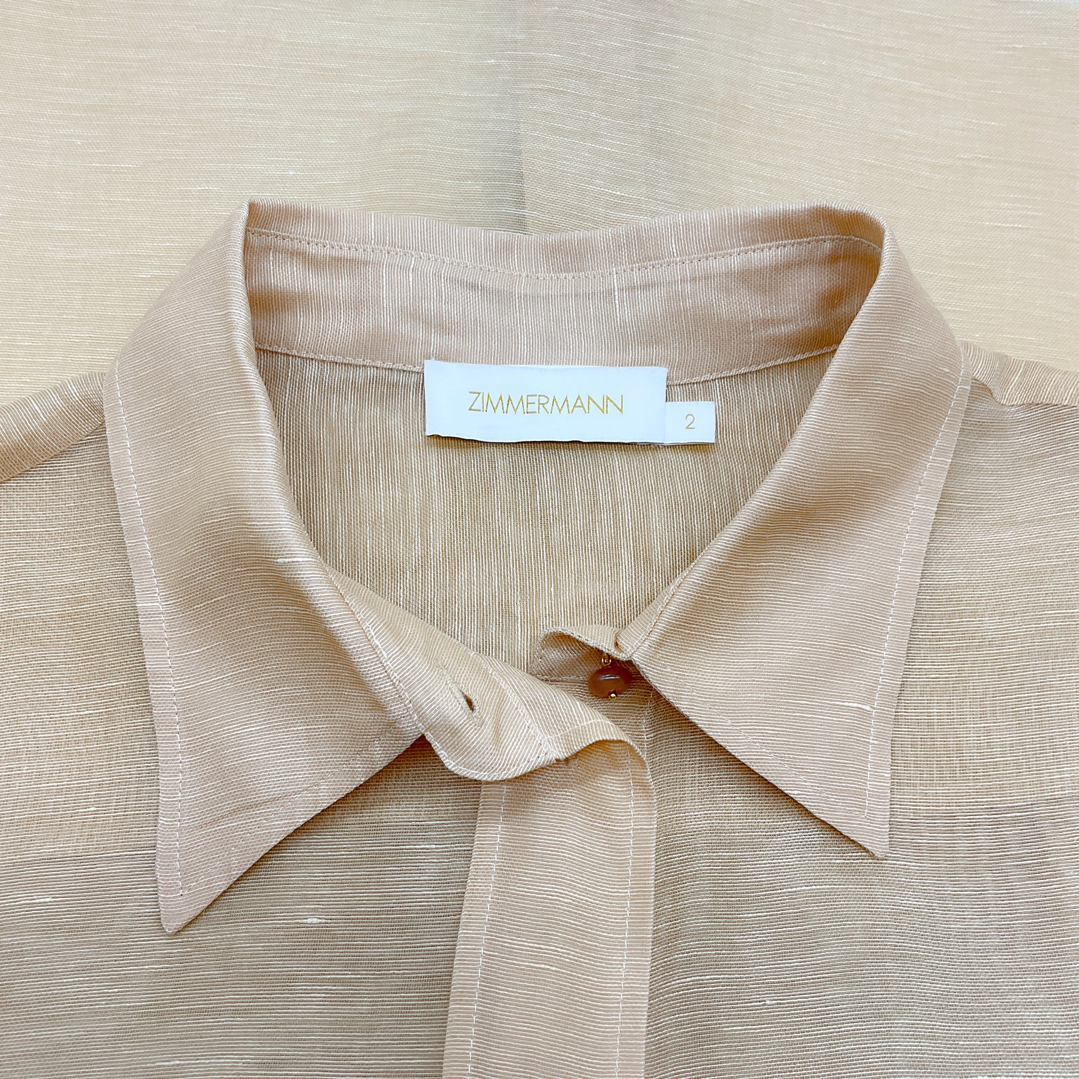 Zimmermann Light Rust Linen Silk Button Front Shirt
