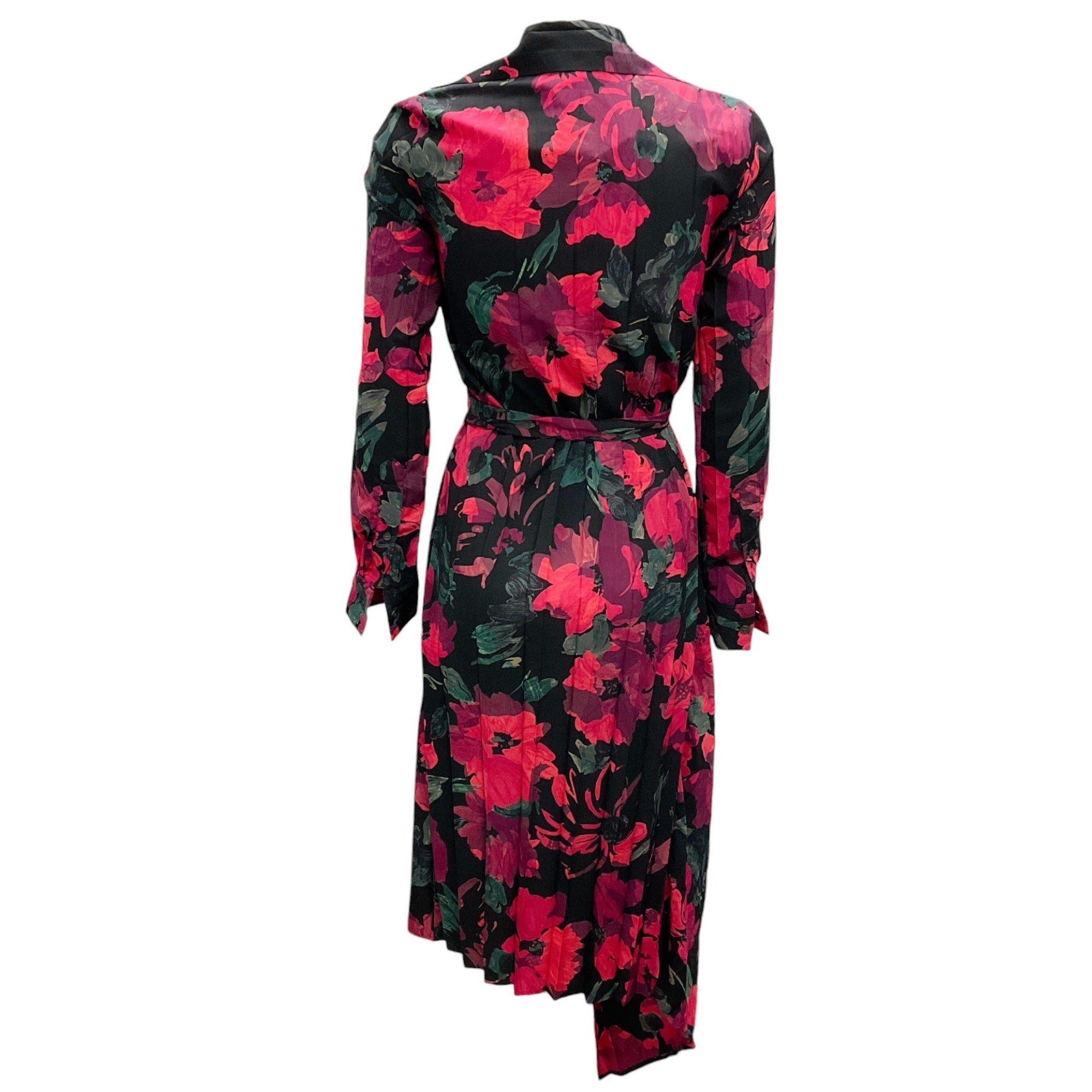 Dries Van Noten Black / Red Dinta Floral Printed Long Sleeved Wrap Dress