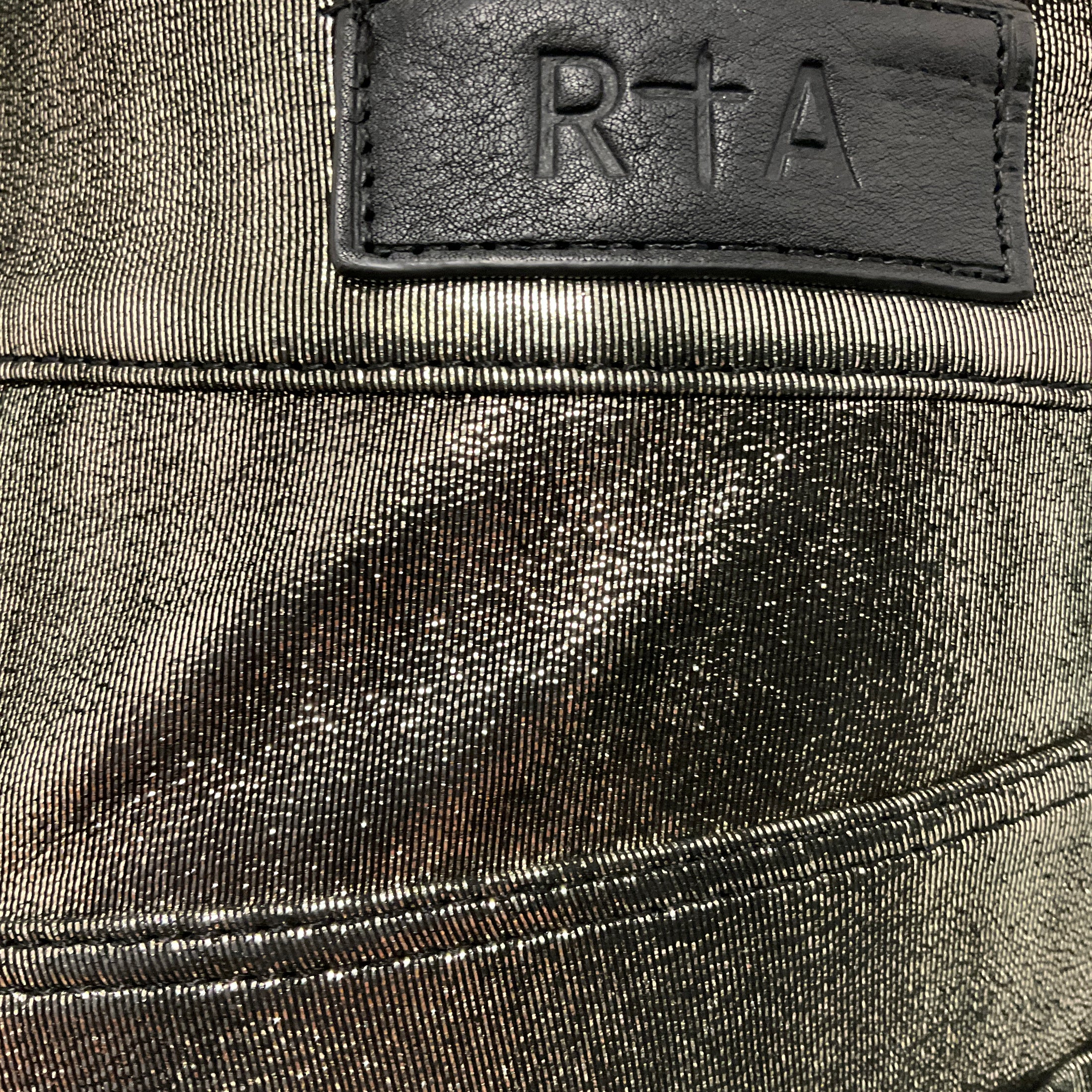 RtA Gold Metallic Lambskin Stretch Leather Skinny Pants