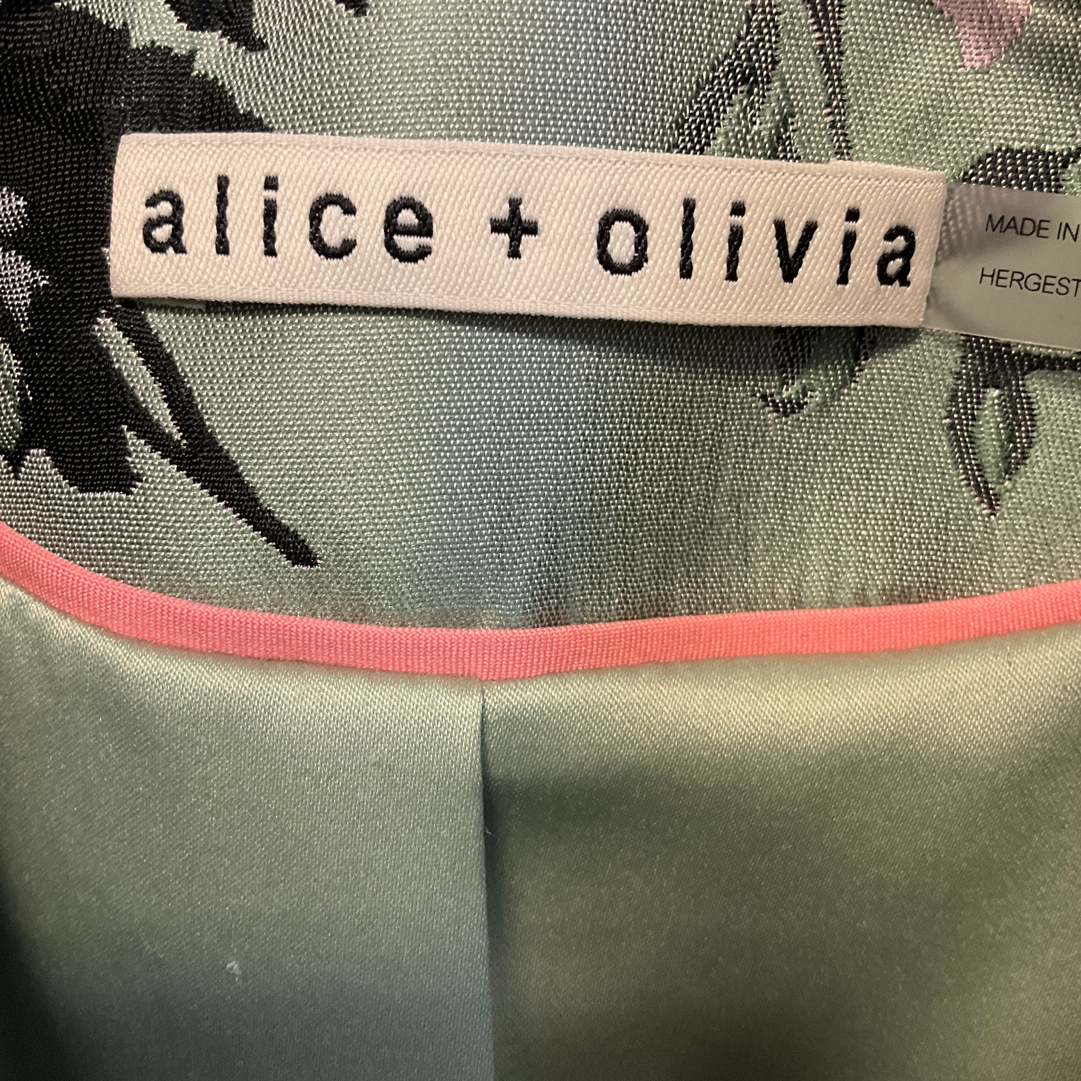 Alice + Olivia Sage Green Lana Floral Jacquard Blazer