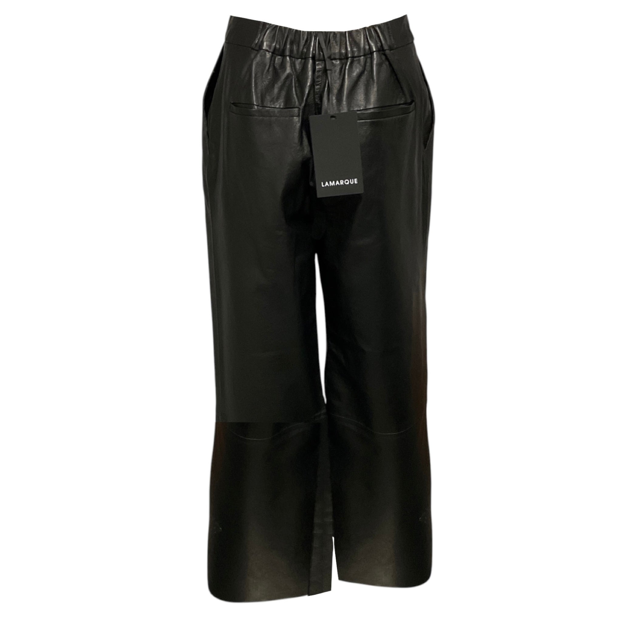 Lamarque Black Yaren Lamb Leather Pants