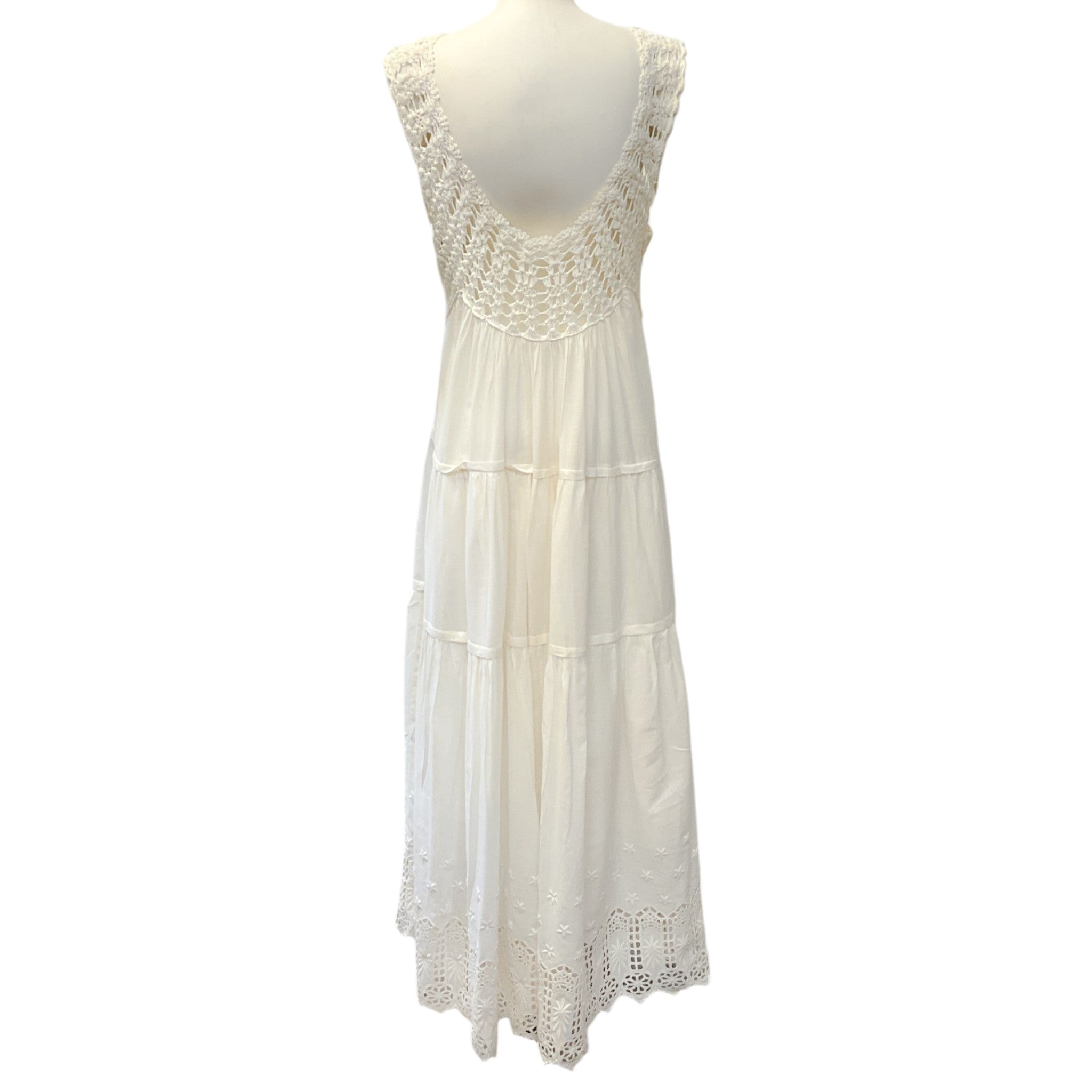 THE GREAT. White Eyelet Crochet The Soleil Maxi Dress