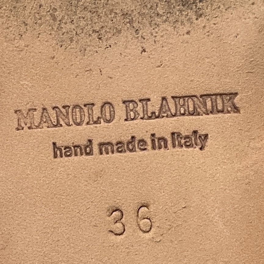 Manolo Blahnik Champagne Metallic Snake Embossed Leather Flat Slide Sandals